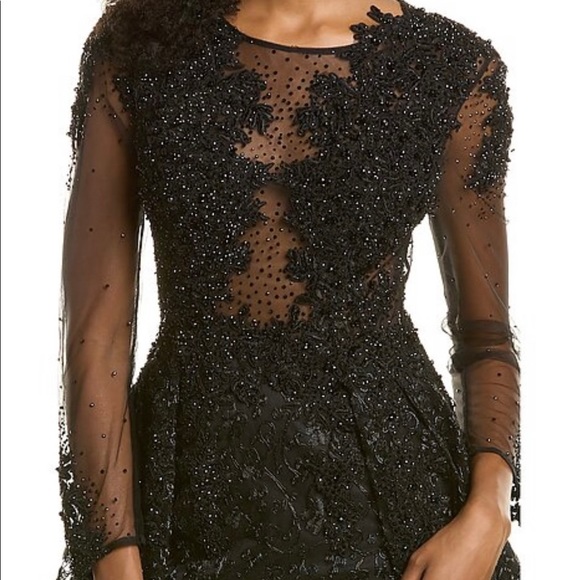 MAC DUGGAL A-Line 3/4 Sleeve Black Prom Dress - Picture 5 of 16